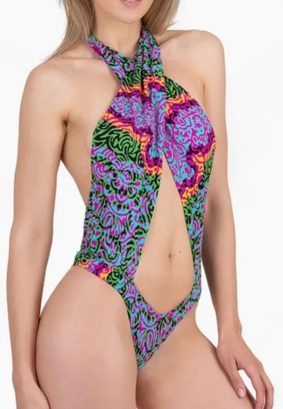 NEW MISS BIKINI LUXE CRISS CROSS ONE PIECE SWIMSUIT SZ LARGE